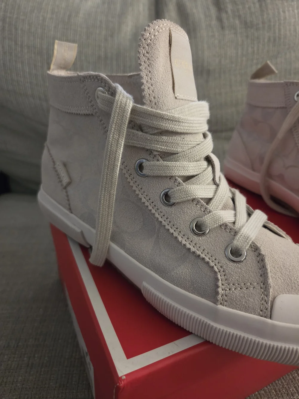 Coach Women's Pale Blush High-Top Sneakers